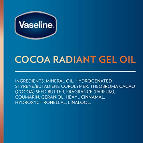 Vaseline Intensive Care Cocoa Radiant Pack of 3 for Glowing Skin Body Gel Oil Made with Pure Cocoa Butter + Replenishing Oils 6.8 oz