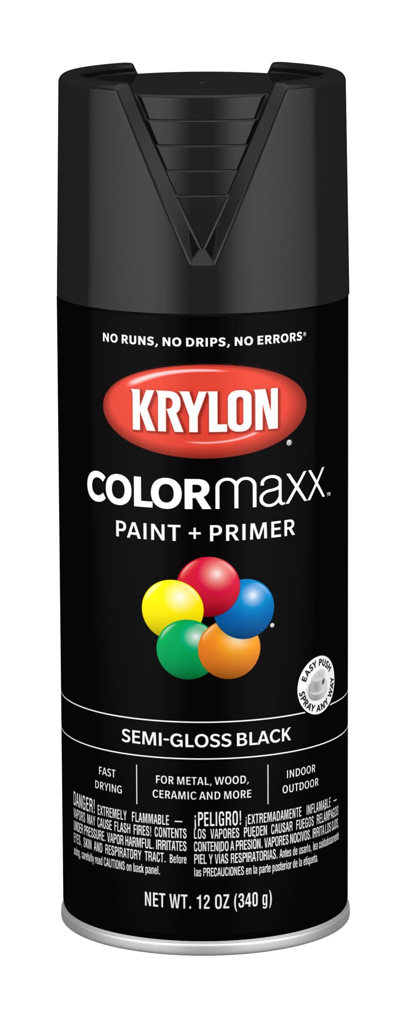 Krylon K05579007 Colormaxx Spray-Paints, Aerosol, Black, 12 Ounce (Pack of 1)