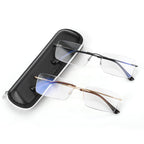SKYOAK 2 Pack Executive Frameless Progressive Multifocus Reading Glasses for Men, Metal Rimless Blue Light Blocking Computer Readers Anti Eye Strain/UV No-Line Rectangular Multifocal Eyeglasses, 1.75x