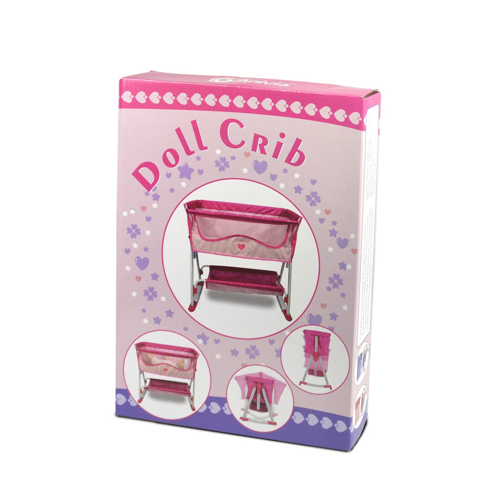 ANIVIA Doll Bed Furniture 2 Function Toy, Doll Bed and Doll Swings Together for 18 inches Baby Dolls, Baby Doll Crib with Bottom (DP601PINK)