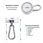 WELLZEER Magnetic Hooks 170lbs Magnet Hooks Carabiner for Hanging Refrigerator Strong Large Heavy Duty Neodymium Magnet (170LBS-4PACK)