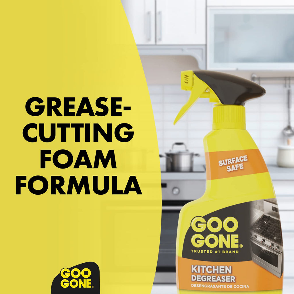Goo Gone Foaming Kitchen Degreaser- Removes Baked-On Food, Grease, Splatter and Grime, 2 PACK 28 oz