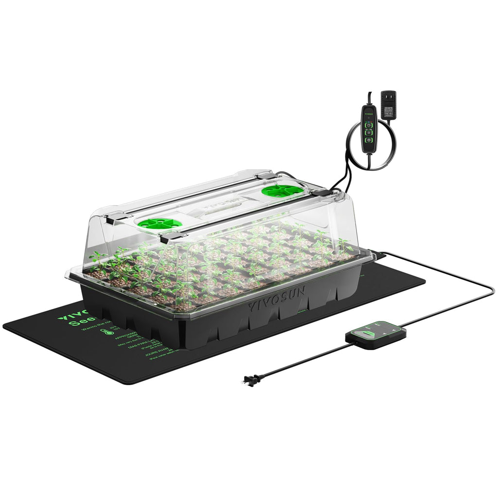 VIVOSUN 1-Pack Seed Starter Kit, 40-Cell Tray, LED Lights and Heat Mat