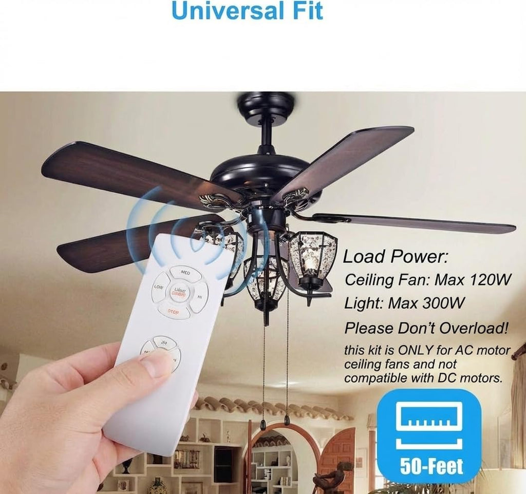 LPHUMEX Universal Ceiling Fan Remote Control Kit, 3-in-1 AC Motor Ceiling Fan Light Timing & Speed Remote, for Hunter/Harbor Breeze/Westinghouse/Honeywell/Other Ceiling Fan lamp