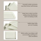 Martha Stewart Gallen 3-Piece Cookie Sheet Set – 13", 15", 17" Baking Pans, Ceramic Nonstick, PFA-Free, Carbon Steel – Oven Safe to 450°F, Warp-Resistant, Easy to Clean - Linen White