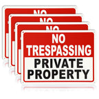 4 Pack No Trespassing Signs Private Property – 10x7 Inch 40 Mil Rust Free Aluminum, Reflective Warning Signs, UV Printed, Weatherproof Outdoor High Visibility Security Sign for Fence, Gate & Yard
