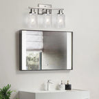 Ascher Bathroom Vanity Light Fixtures, 3 Light Wall Sconces Lighting with Clear Glass Shade, Brushed Nickel Wall Lights for Mirror, Kitchen, Living Room, Gallery, E26 Base (Bulbs Not Included)