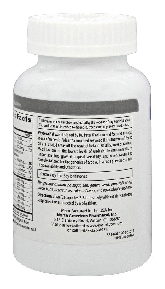 D'Adamo Personalized Nutrition - Phytocal A 120 vcaps