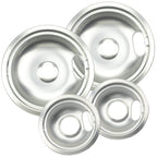 Mejiao 4 Pack (2) 6" & (2) 8" Electric Stove Burner Covers, Replacement Chrome Drip Pans for Whirlpool W10278125 W10196405 W10196406