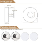 ZESLMG Suction Cup Hooks for Shower, Chrome Wreath Hangers for Front Door Glass Window Bathroom Kitchen Wall, Removable Towel Holder Bath Robe Loofah Coat Hooks No Damage for Hanging, 2 Pack