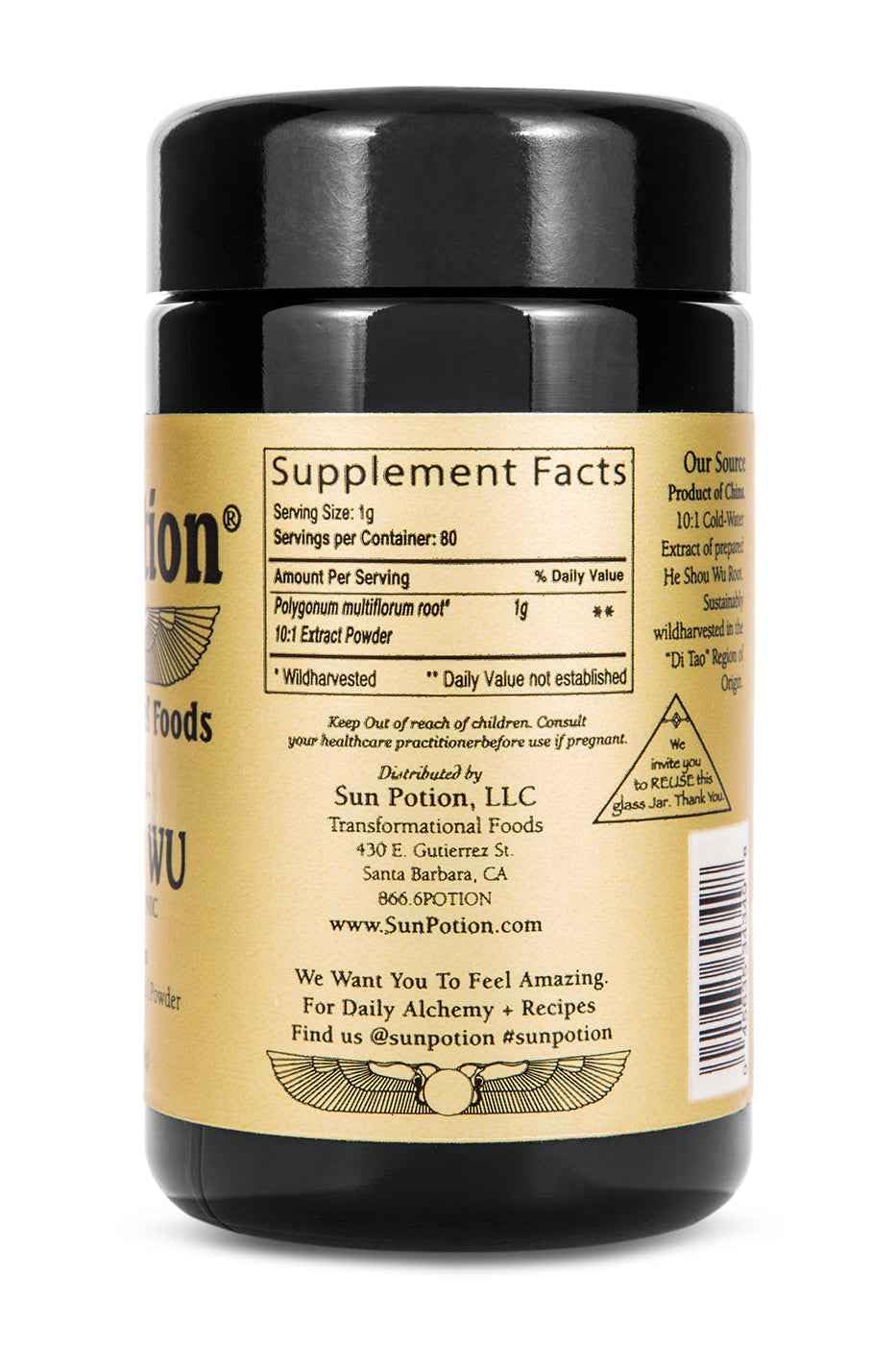 Sun Potion He Shou Wu Powder 10:1 Extract 200g – Fo-Ti Root (Polygonum Multiflorum) | Longevity & Rejuvenation Tonic | Jing Herbal Support | Traditional Chinese Botanical | Di Tao Sourced
