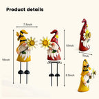 HONGLAND Gnomes Decorations for Yard - Metal Gnome Outdoor Decor Bee Ladybug Garden Statue- Christmas Decoration Thanksgiving Holiday Lawn Patio Yard Stakes (Set of 2)