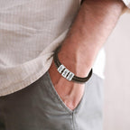 LASTSTA8 Fathers Day Dad Gifts from Daughter Son Custom Bracelet with Famliy Name Adjustable Braided Leather Bracelets Personalized Father‘s Day Bracelet for Dad