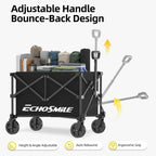 EchoSmile Easy Collapsible Wagon Cart, Folding for Grocery & Camping, Black