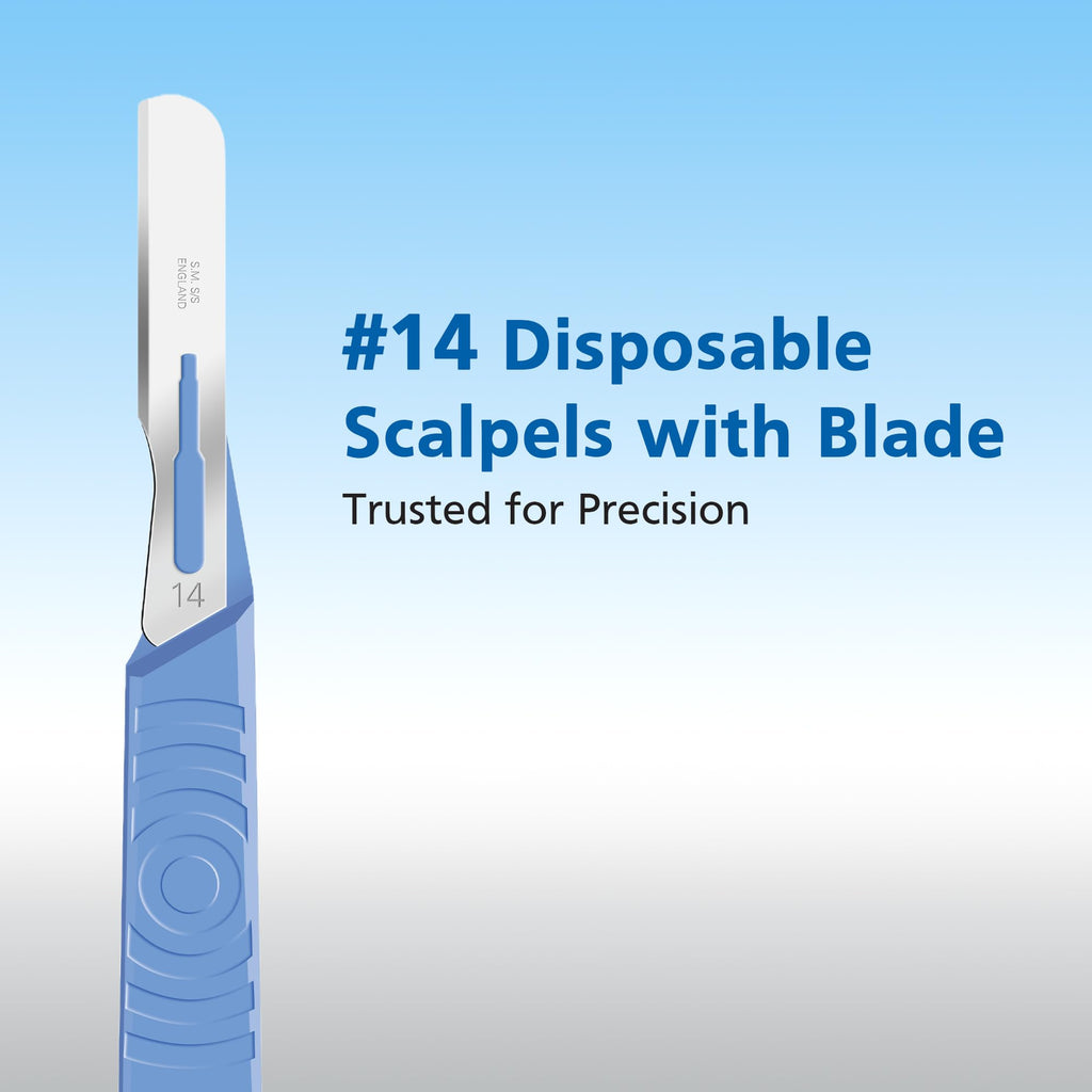 SWANN-MORTON #14 Disposable Surgical Scalpel with Blade - Sterile Dermaplane Blade for Face, Dermaplaning for Women & Men, Beauty Tools for Estheticians - Individually Packed, Box of 10