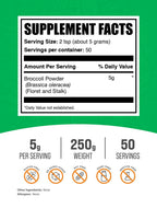 BulkSupplements.com Broccoli Powder - Broccoli Floret & Stalk Powder, Sulforaphane Supplement - Vegan & Gluten Free, 5g per Serving, 250g (8.8 oz) (Pack of 1)
