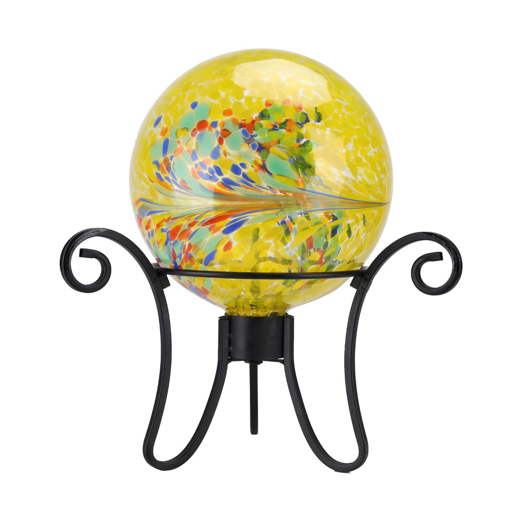 10" Gazing Ball Glass Reflective Garden Globe for Outdoor Decor, Yellow
