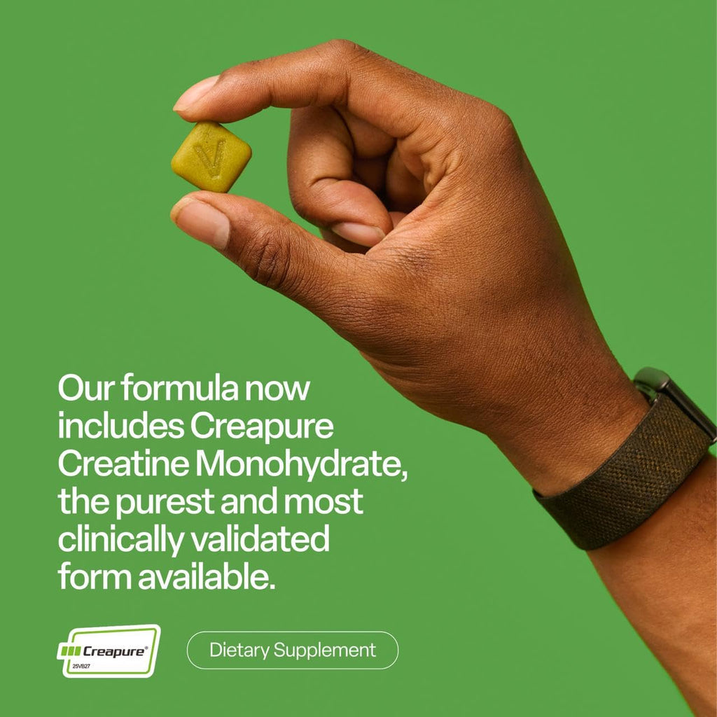 Creapure Creatine Gummies 5g + Taurine & B12 - Sugar-Free, Vegan, Gluten-Free - Green Apple - 120 Count (30 Servings) for Strength, Energy & Focus