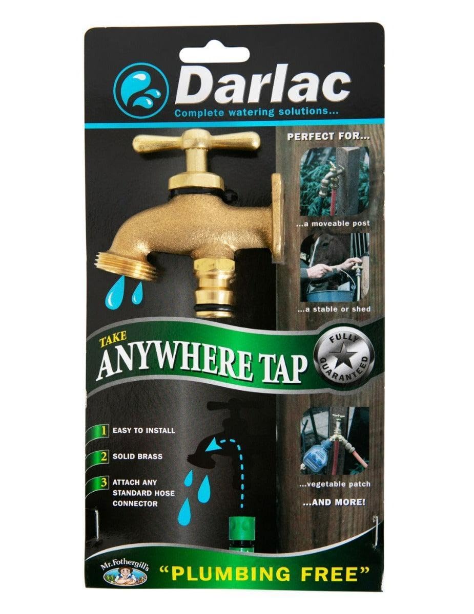 Darlac Take Anywhere Outside Tap, Portable Outdoor Water Tap for Gardens, Solid Brass ¾ BSP Thread, Mobile Water Access for Gardening and Allotments, Ref. DW420, Plumbing-Free Hose Compatible Design