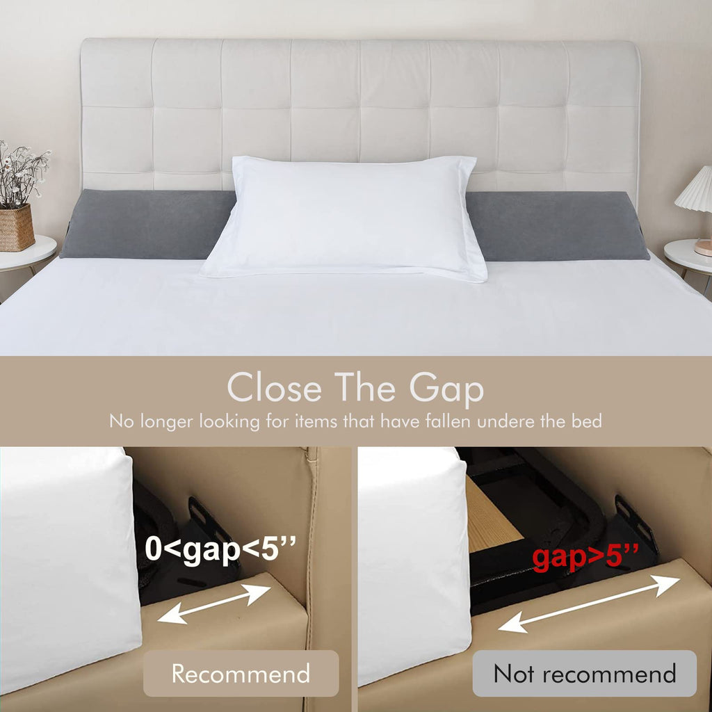 Vekkia Bed Wedge Pillow/Headboard Pillow/Foam Mattress Wedge,Bed Gap Filler to Close Gap (0-3.5") Between Headboard and Mattress