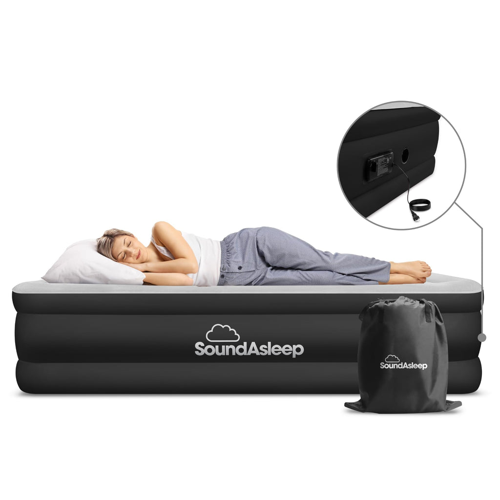 SoundAsleep Products Dream Series Luxury Air Mattress, ComfortCoil Technology, Built-in High Capacity Pump for Home, Camping- Double Height, Adjustable, Inflatable Blow Up, Portable (Twin XL Size)