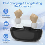 Hearing Aids for Seniors, Invisible Hearing Amplifiers with Noise Cancelling, Rechargeable Hearing Aids for Severe Hearing Loss Adults, Comfort In-ear Hearing Devices(Black&Skin)