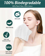 100 Count 2 PACK, Disposable Face Towel, Large Size 10"X 12", Disposable Face Cloths, 100% Biodegradable Towel, Skin Soft and Thick for Washing