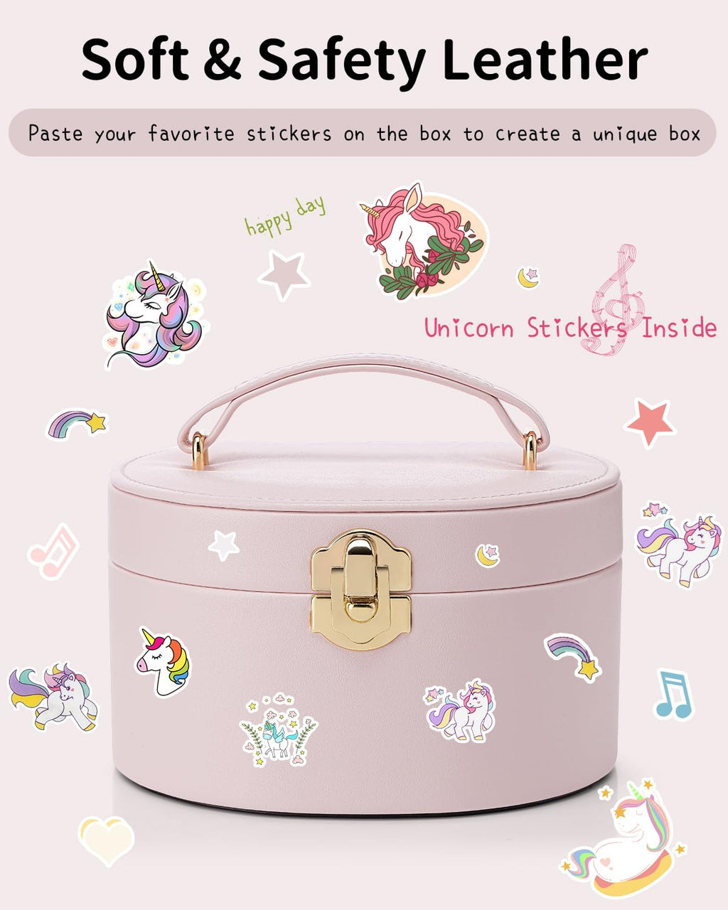VLANDO Musical Jewelry Box for Girls, Arc Design with Spinning Ballerina Large Compartment for Small Treasures, Plays Canon Melody, Built-In Mirror and Soft Carry Handle, Birthday Christmas Gift
