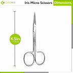 Cynamed Iris Micro Dissecting Precision Lab Scissors, Fine Point Straight - Perfect for Doctors, Nurses, EMS, Students, Education