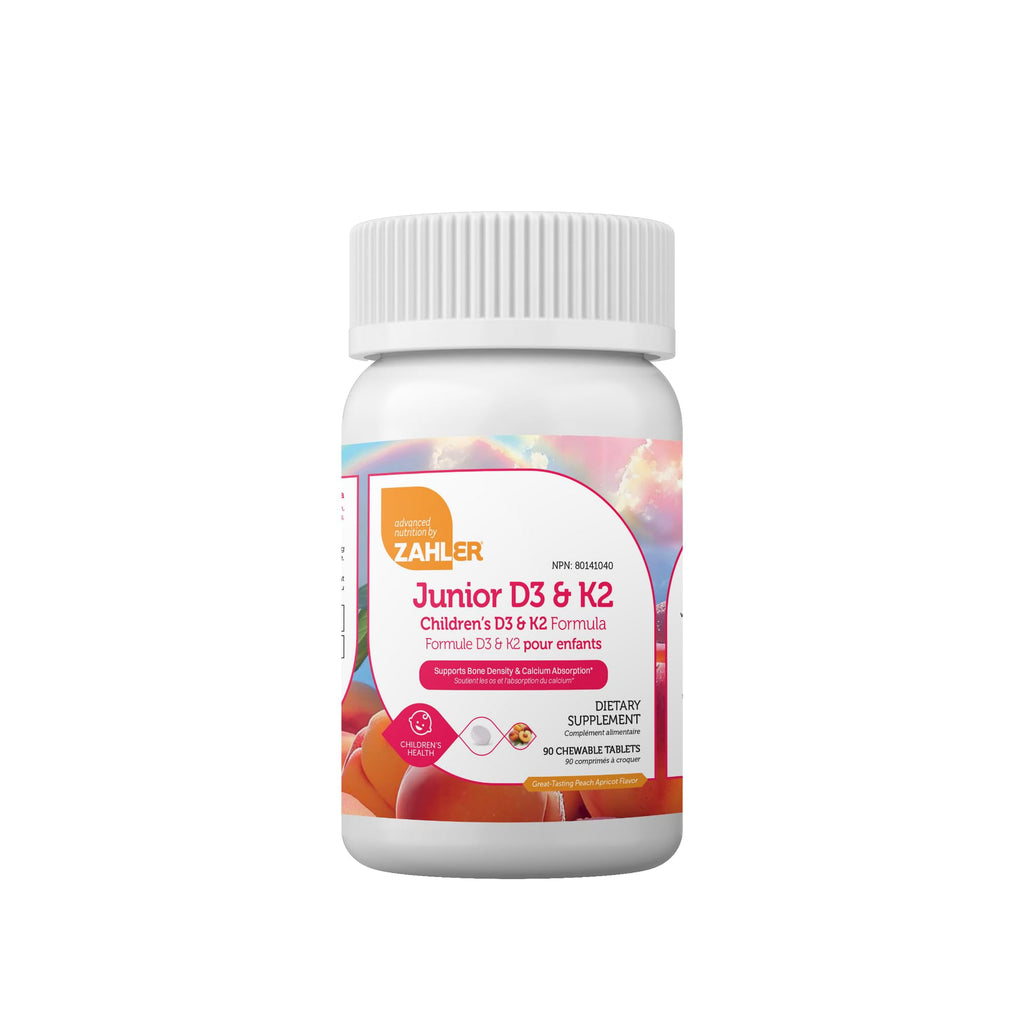 Zahler - Junior Vitamin D3 + K2 Chewable Tablets for Kids| Vitamin D for Kids 2000 IU | Delicious Vitamin D K2 Chews to Support Healthy Bones & Teeth - Kosher, Less Sugar Than Gummies (90 Count)