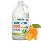 Land Art Pure Aloe Vera Drinkable Gel - Orange Tangerine Flavored - Cold-Processed Inner Filet - from Organic Fresh Leaves from Texas - for Heartburn Relief - Acid Reflux - 64 fl oz