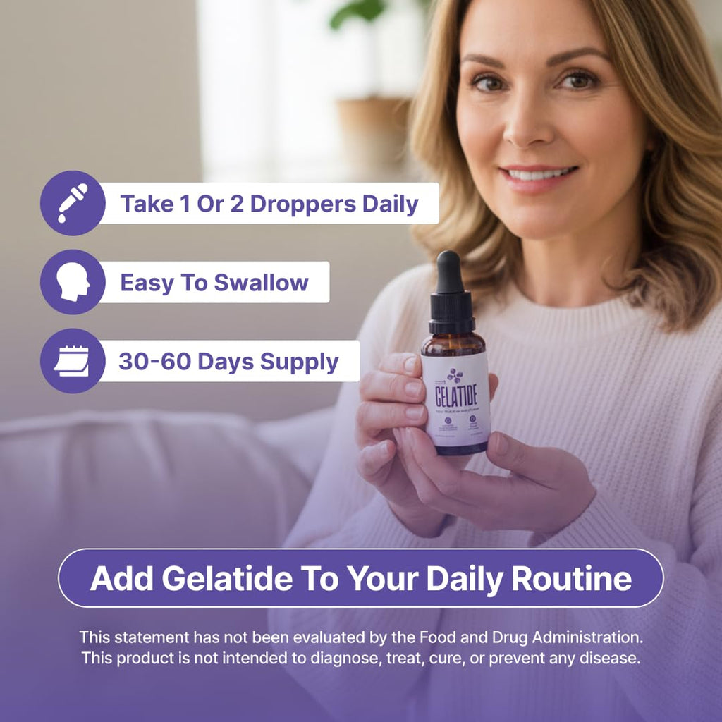 GELATIDE Liquid Drops with Botanical Extracts – Natural Formula with Maca, Grape Seed Extract, Chromium & Herbal Blend – Non-GMO, Stimulant-Free – Made in USA – 2 fl oz, 60 Serving, 2 Month Supply