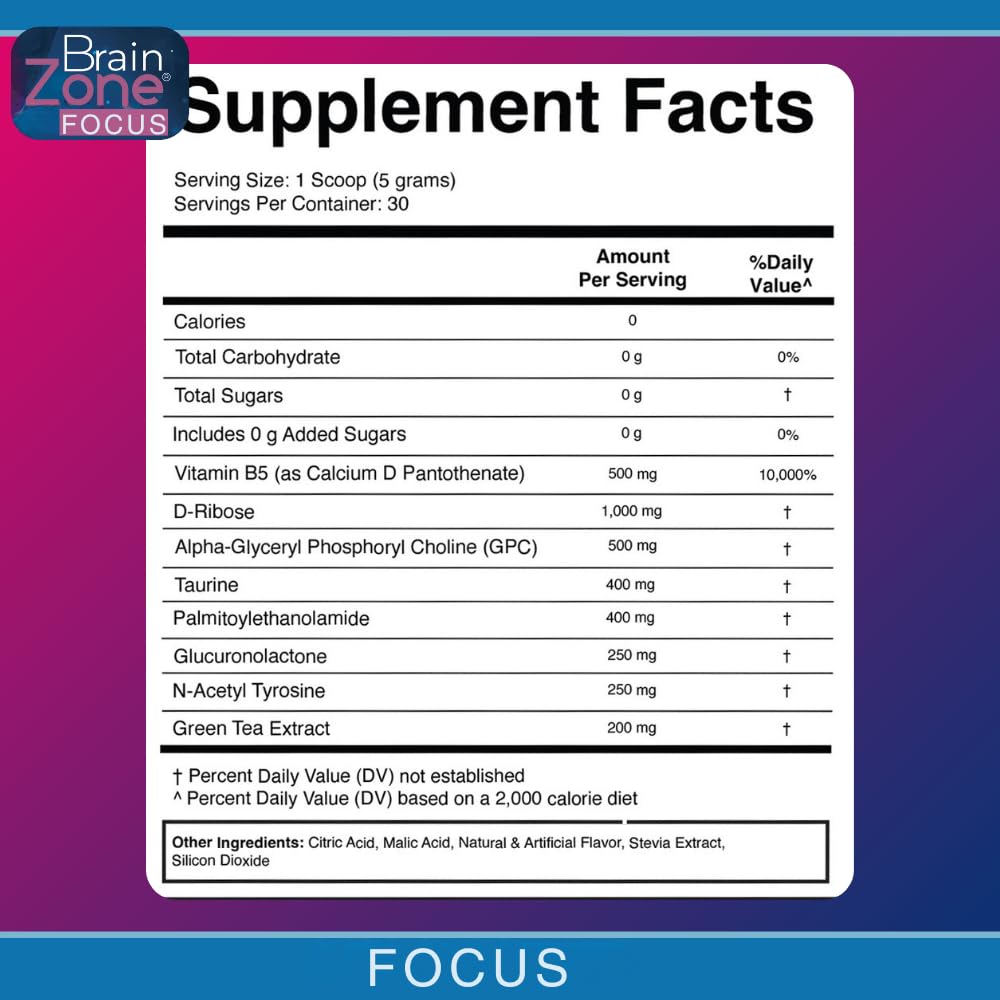 Dr. Colbert, MD Brain Zone Focus Powder | by Divine Health | Lemon-Lime Flavor Alpha GPC | D-Ribose | N-Acetyl L-Tyrosine | Recommended in Brain Zone Book | Brain Energy & Focus | 5.29 oz