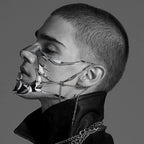 L'VOW Silver Metal Half Mask Face Chain Jewelry Cyborg Accessories, S1