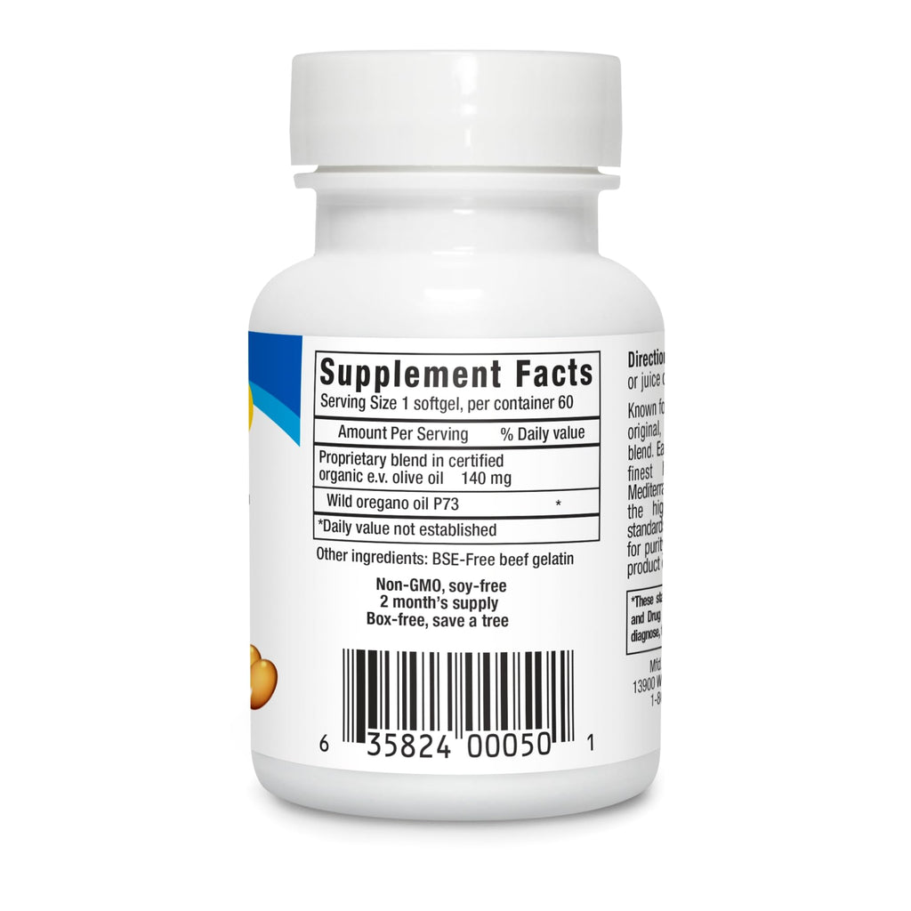 NORTH AMERICAN HERB & SPICE Oreganol P73, 60 Gelcaps - Immune System Support - Unprocessed, Vegan Friendly Wild Oregano - Mediterranean Source - Non-GMO - 60 Servings