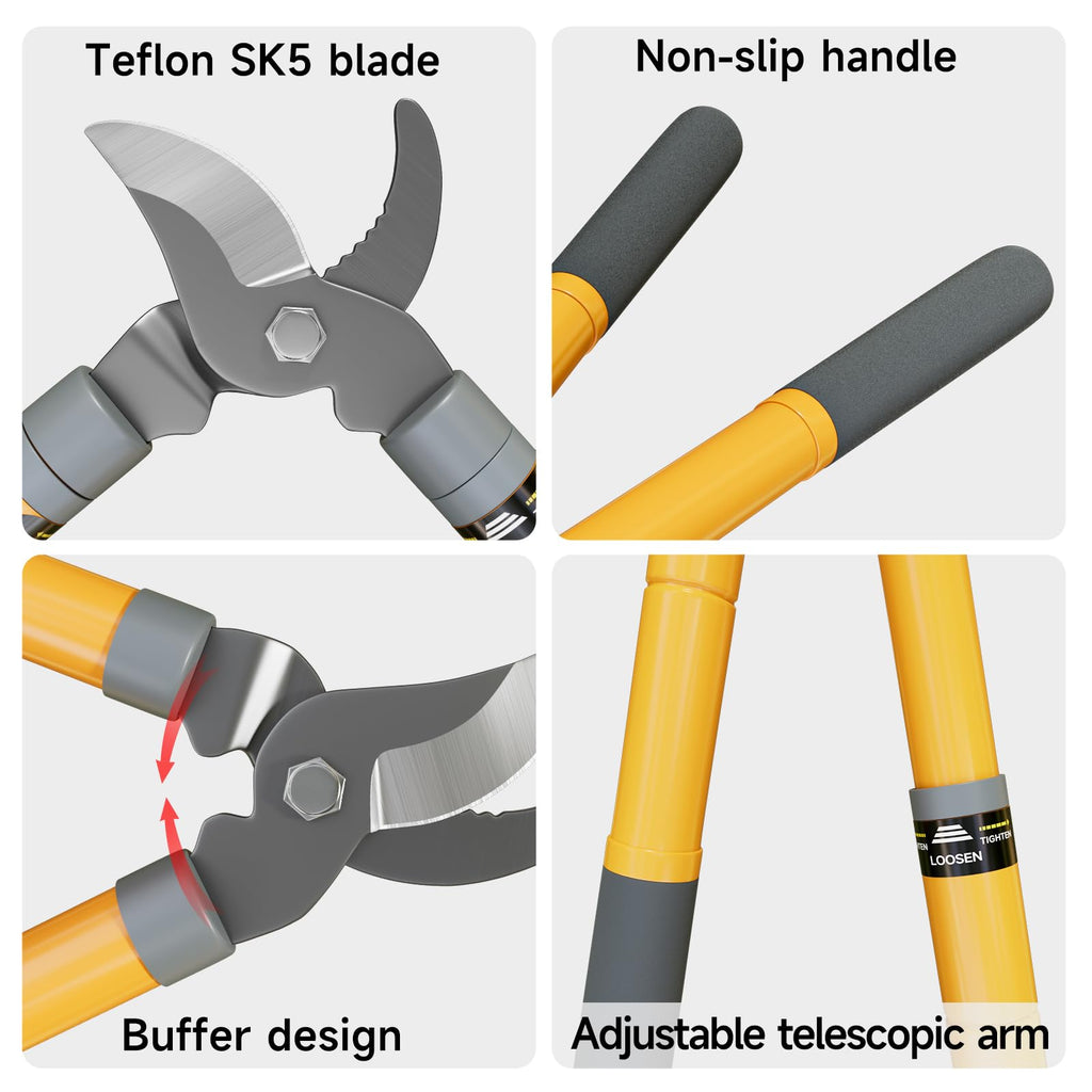 AIRAJ 16-24'' Extendable Loppers for Tree Trimming | Branch Cutter with 1.5“ Cutting Capacity | Loppers for Gardening | Garden Shears