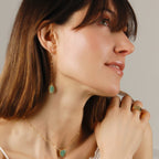 Aqua Green Dangle Earrings for Women - Long Boho Faux Druzy Threader Drops
