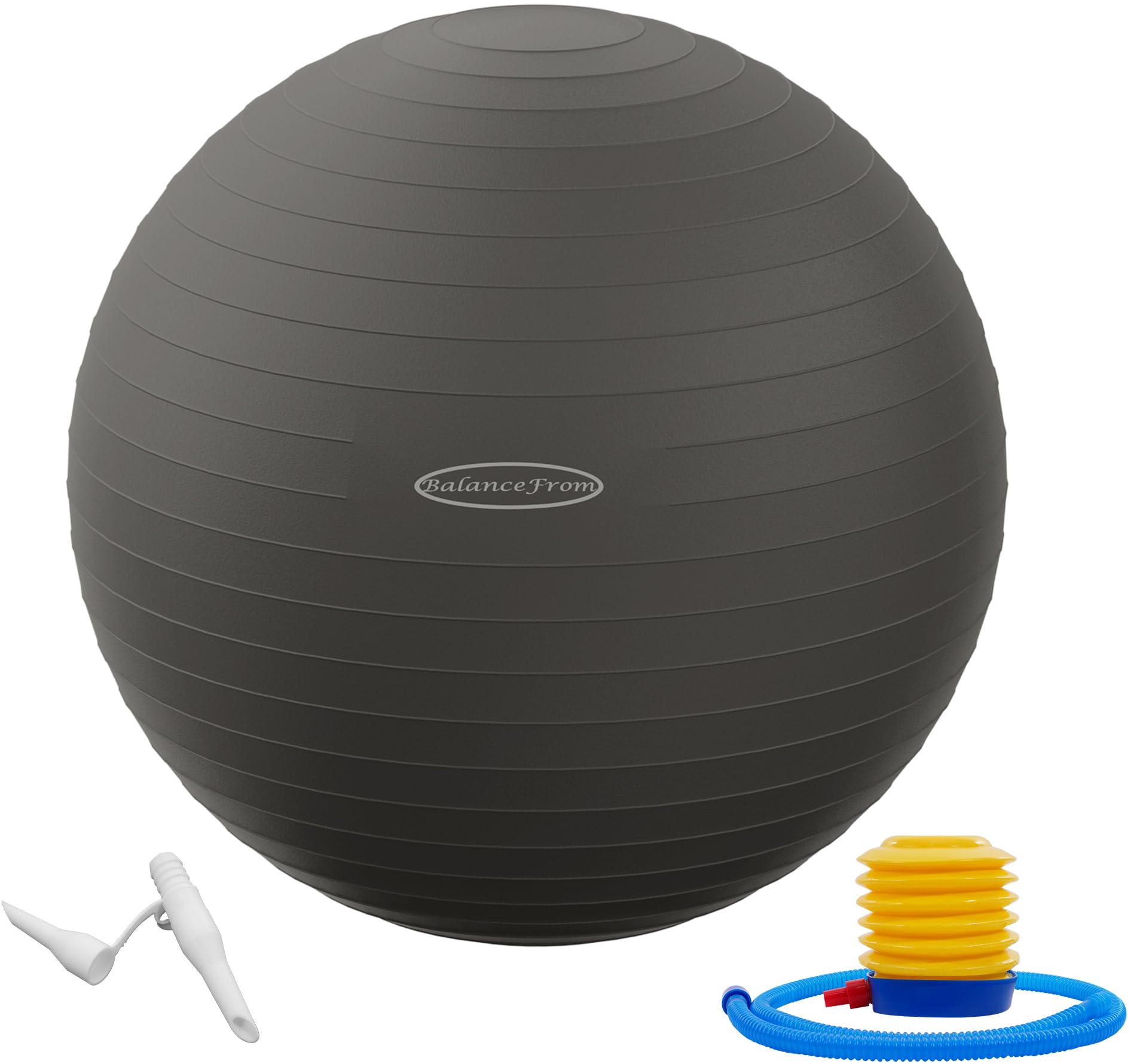 Fitvids Anti-Burst Slip Resistant Exercise Ball with Quick Pump, 2,000-Pound Capacity, Gray, 30-inch, XL
