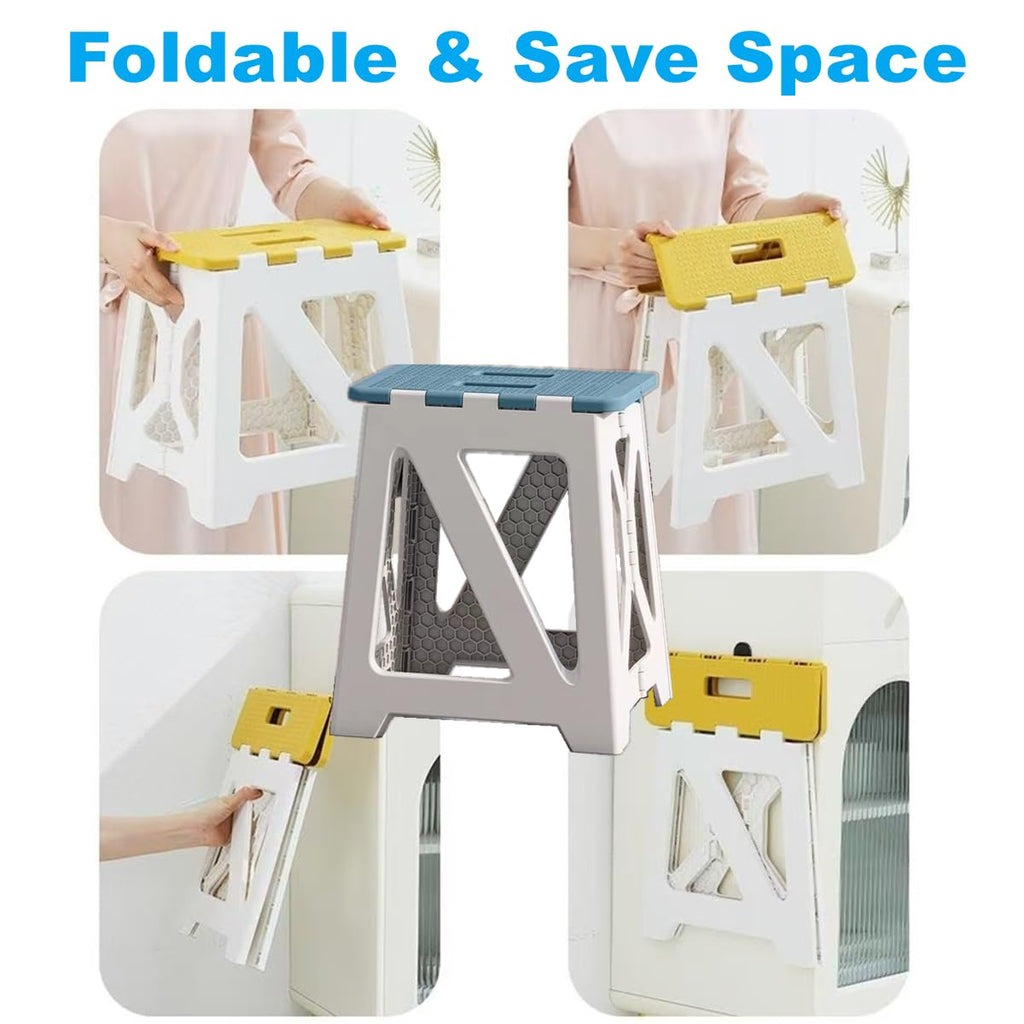 Foldable Bath Shower Safety Chair Seat Grey, Foldable and Anti-Slip Bench Bathtub Stool for Elderly or Seniors (Foldable ShowerChair 15.7" H Grey, Seat Size 12.4" x 8.3“