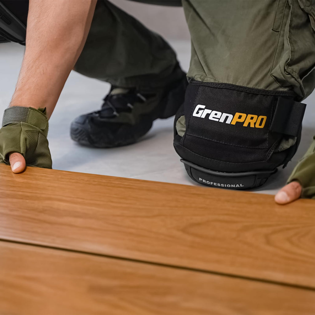 GRENPRO Professional Knee Pads for Work,Heavy Duty Thick Foam Knee Pads Tools, Knee Pad with Soft Gel Cushion for Construction, Work, Flooring, Gardening, Cleaning, Tiling,Black