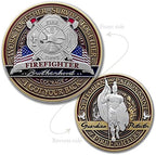 & Emblem - Firefighter Brotherhood Challenge Coin Saint Florian in Deluxe Display tin with Bonus polishing Cloth