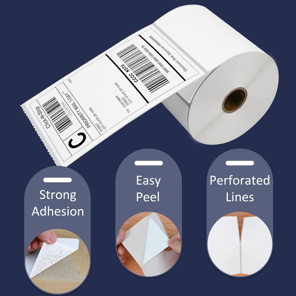 L LIKED 4x6 Direct Thermal Shipping Labels, 500 Rolls (250 Labels/Roll) - 125,000 Labels, Compatible with Zebra, eltron Direct Thermal Printers
