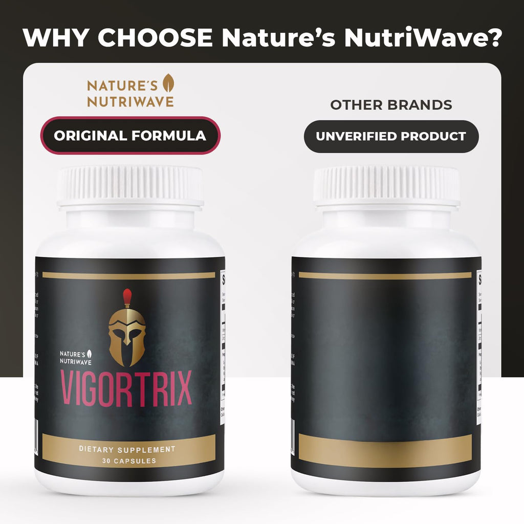 Nature’s NutriWave Vigortrix – 100% Natural Men’s Wellness Supplement with Niacin, Zinc & Herbal Blend – Made in USA - 30 Capsules, 1 Month Supply