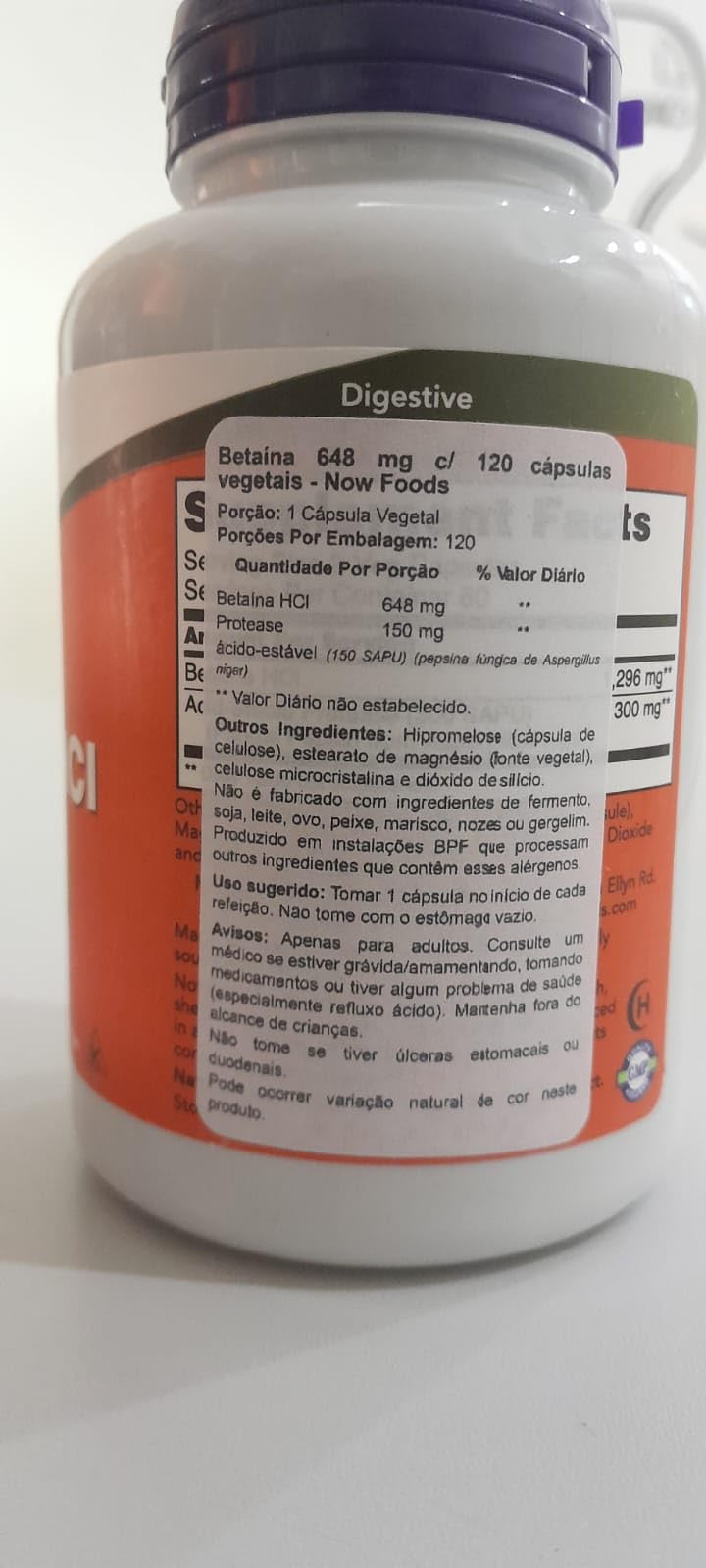 Now Foods Betaine HCl, 648 mg with 150 mg of Pepsin, 120 Capsules, 2 Pack