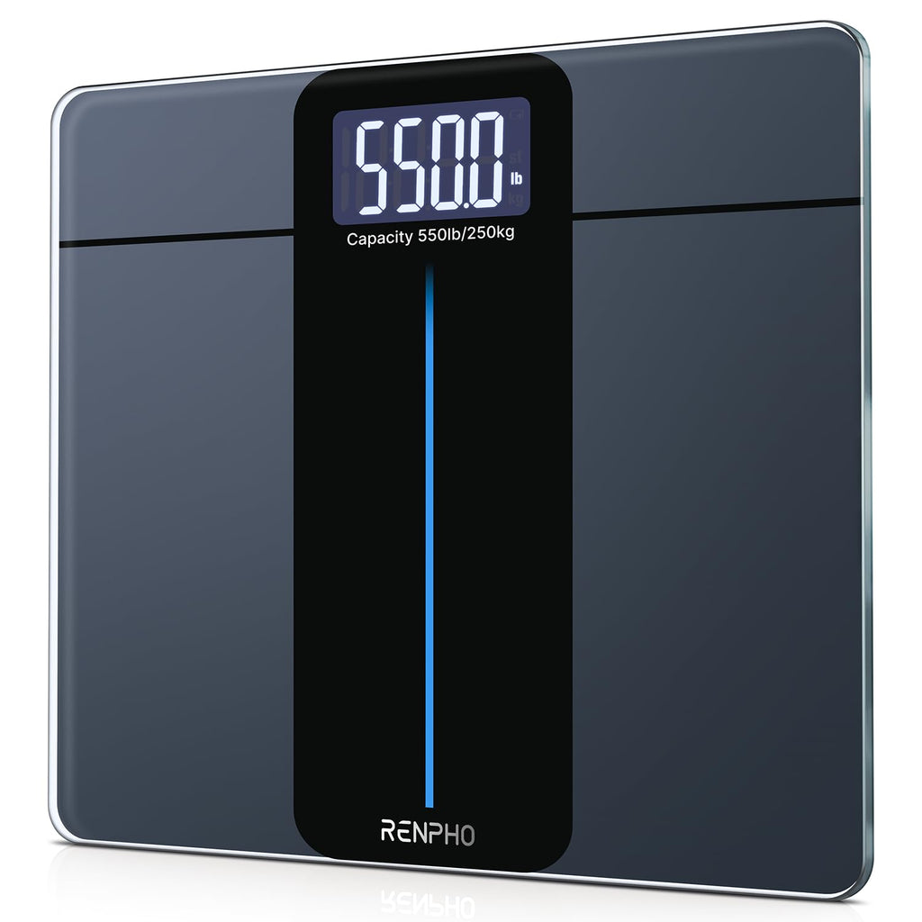 RENPHO Large Platform Weighing Scales for Body Weight, 550lb/250kg Bathroom Scales Large Display, Digital Scales with High Accurate, Weight Loss Tracking, 33x30cm, Core 1L