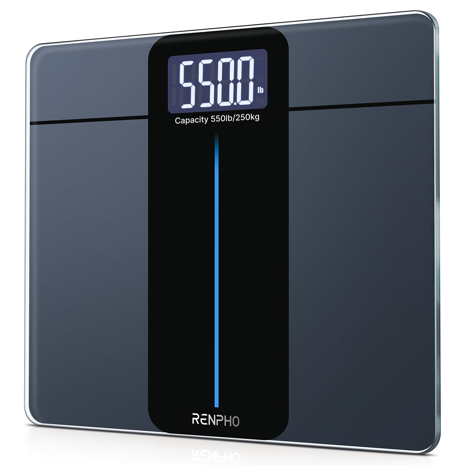 RENPHO Large Platform Weighing Scales for Body Weight, 550lb/250kg Bathroom Scales Large Display, Digital Scales with High Accurate, Weight Loss Tracking, 33x30cm, Core 1L