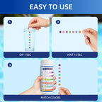 HYCHEK 7 in 1 Accurate Pool & Spa Test Strips, 150-Count Hot Tub Test Strips | Lab Recommended | Water Chemical Testing Kit for Bromine, Chlorine, pH, Hardness, More, Fast & Easy Test Way