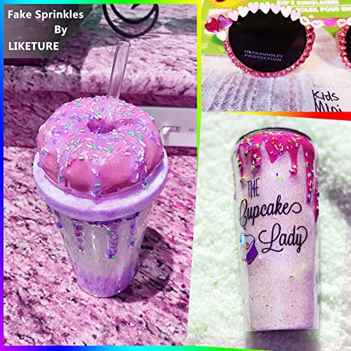 Fake Sprinkles 12 Jars 180g Polymer Clay Sprinkles Fake Candy Sprinkles Faux Sprinkle for Resin Slime Craft Plastic Sprinkle Nail Art Phone Case DIY Shaker Card Filler (12 Mixed Colors-180G)