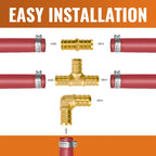 SUNGATOR 30-Pack 1/2 Inch PEX Fittings, 10 Each Elbow Tee Coupling, No Lead Brass, Pex Fitting 1/2 Inch Assortment, UPC, NSF Certified