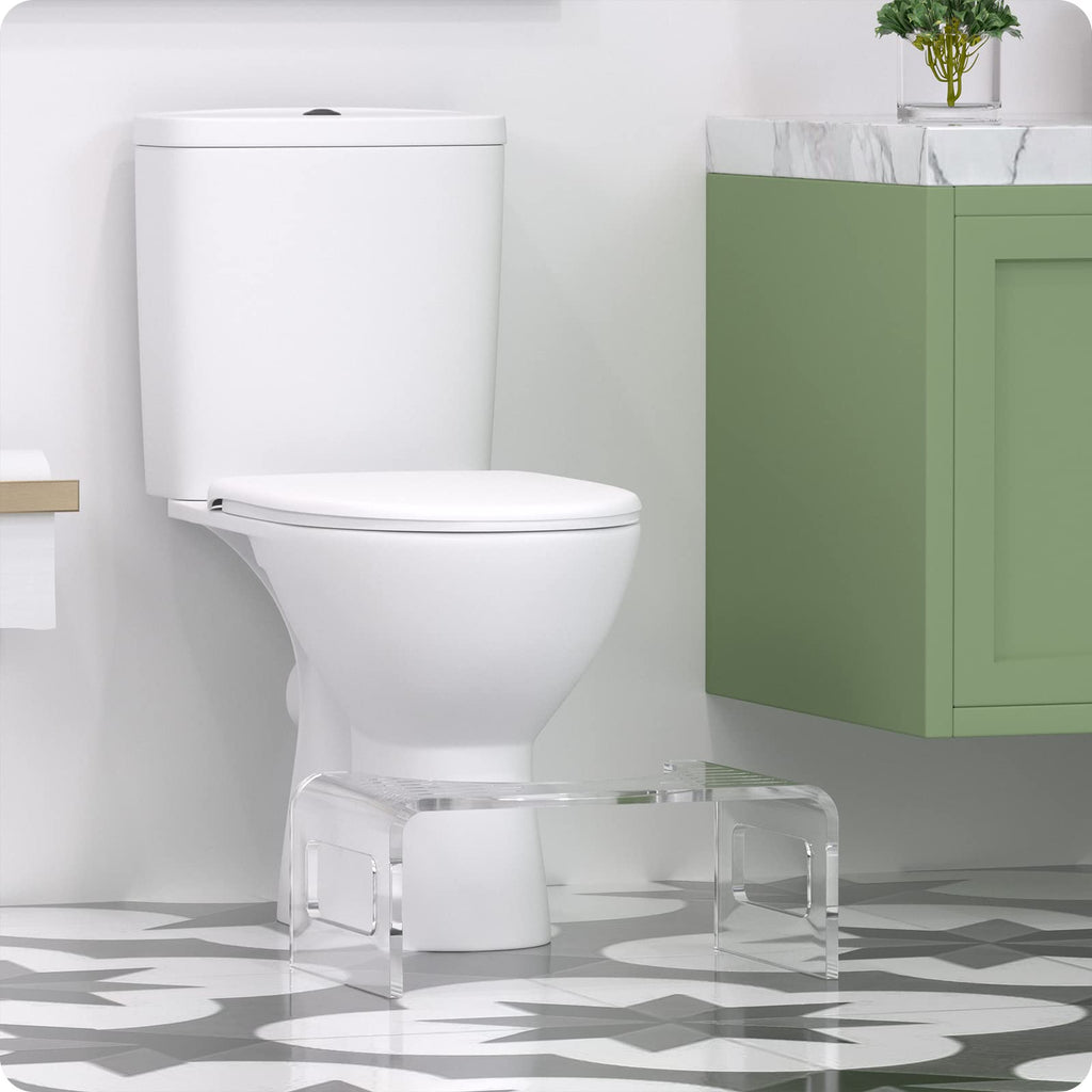 AmazerBath 7 Inches Acrylic Toilet Stool Squat, Clear Bathroom Poop Potty Stool for Adults, Modern Design Non-Slip Pooping Stool, Strong Load-Bearing, Blends Seamlessly Into Any Bathroom